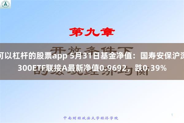 可以杠杆的股票app 5月31日基金净值：国寿安保沪深300ETF联接A最新净值0.9692，跌0.39%