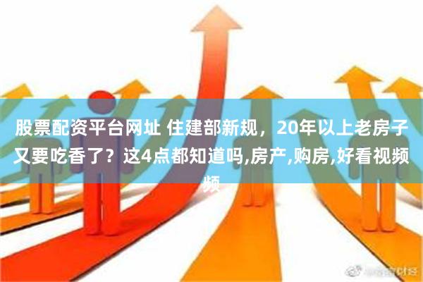 股票配资平台网址 住建部新规，20年以上老房子又要吃香了？这4点都知道吗,房产,购房,好看视频